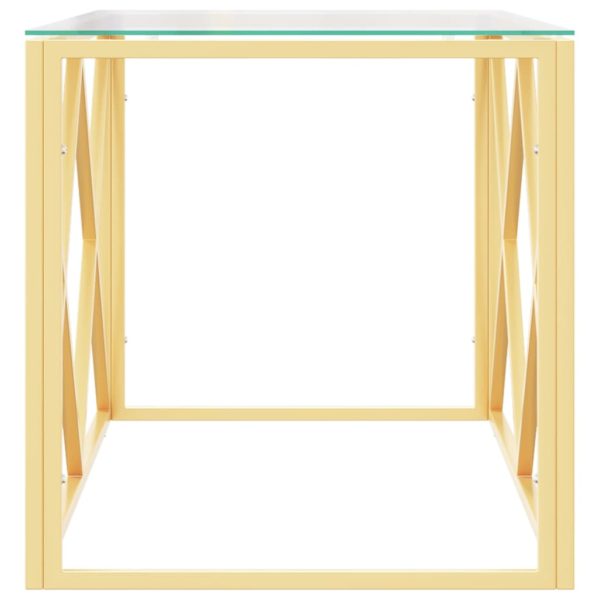 Tavolino Da Salotto 110x45x45 Cm In Acciaio Inox E Vetro - Image 4