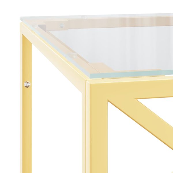 Tavolino Da Salotto 110x45x45 Cm In Acciaio Inox E Vetro - Image 5