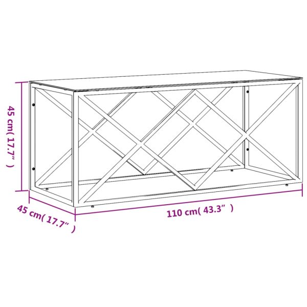 Tavolino Da Salotto 110x45x45 Cm In Acciaio Inox E Vetro - Image 6
