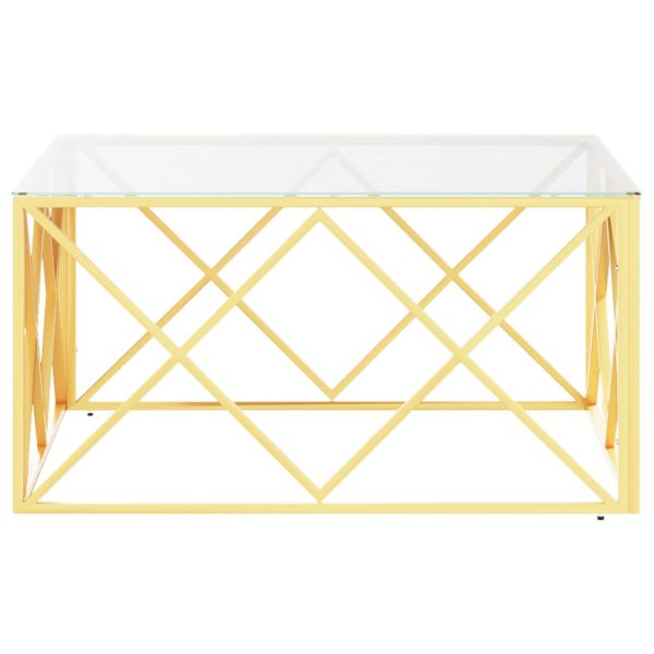 Tavolino Da Salotto 80x80x40 Cm In Acciaio Inox E Vetro - Image 3