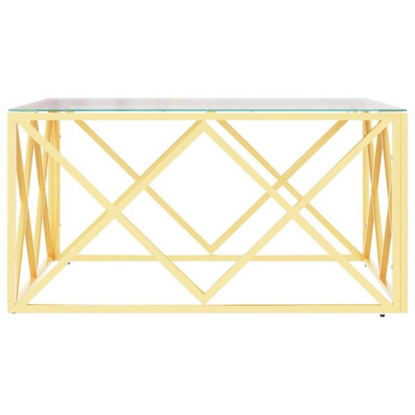 Tavolino Da Salotto 80x80x40 Cm In Acciaio Inox E Vetro - Image 4