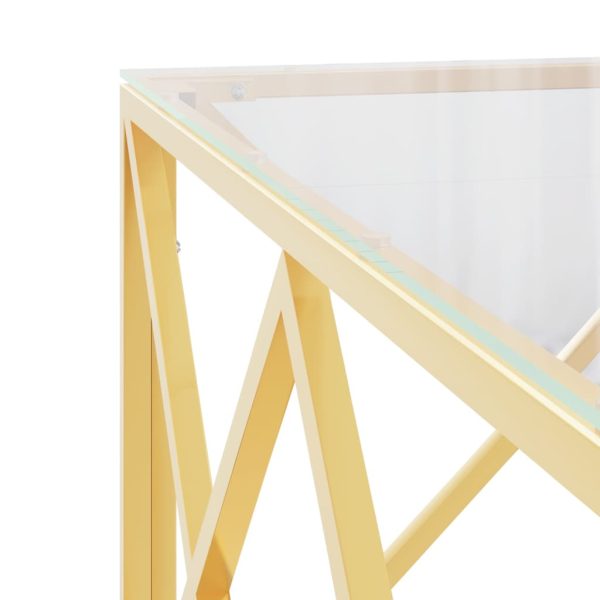 Tavolino Da Salotto 80x80x40 Cm In Acciaio Inox E Vetro - Image 5