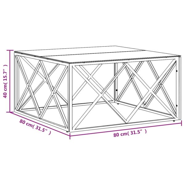 Tavolino Da Salotto 80x80x40 Cm In Acciaio Inox E Vetro - Image 6