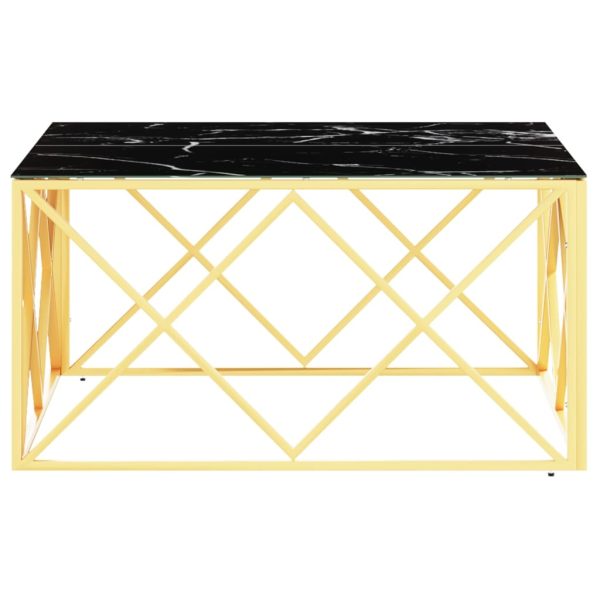 Tavolino Da Salotto Oro 80x80x40 Cm In Acciaio Inox E Vetro - Image 3