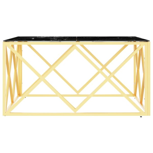 Tavolino Da Salotto Oro 80x80x40 Cm In Acciaio Inox E Vetro - Image 4