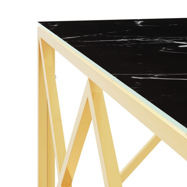 Tavolino Da Salotto Oro 80x80x40 Cm In Acciaio Inox E Vetro - Image 5