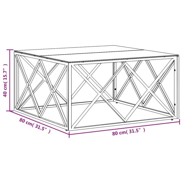 Tavolino Da Salotto Oro 80x80x40 Cm In Acciaio Inox E Vetro - Image 6