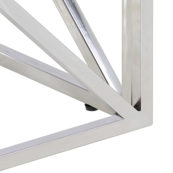 Tavolino Salotto Argento Acciaio Inossidabile E Legno Massello - Image 6