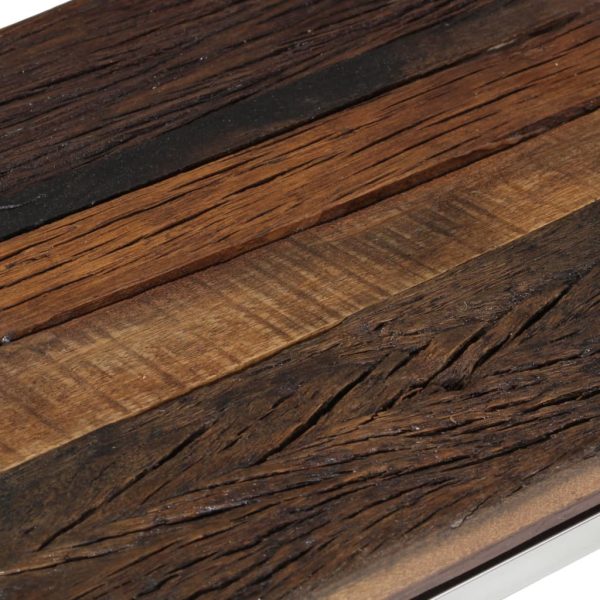 Tavolo Consolle Argento Acciaio Inox E Traverse Legno Massello - Image 5