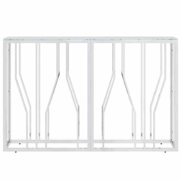 Tavolino Consolle 110x30x70 Cm In Acciaio Inox E Vetro - Image 3