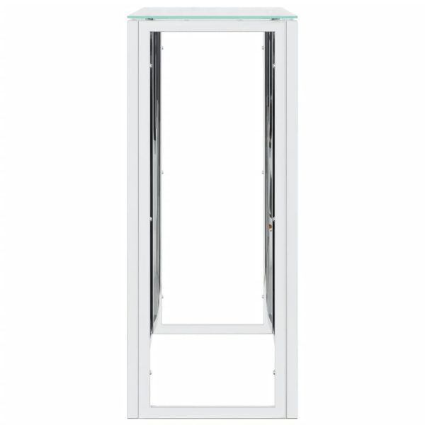 Tavolino Consolle 110x30x70 Cm In Acciaio Inox E Vetro - Image 4
