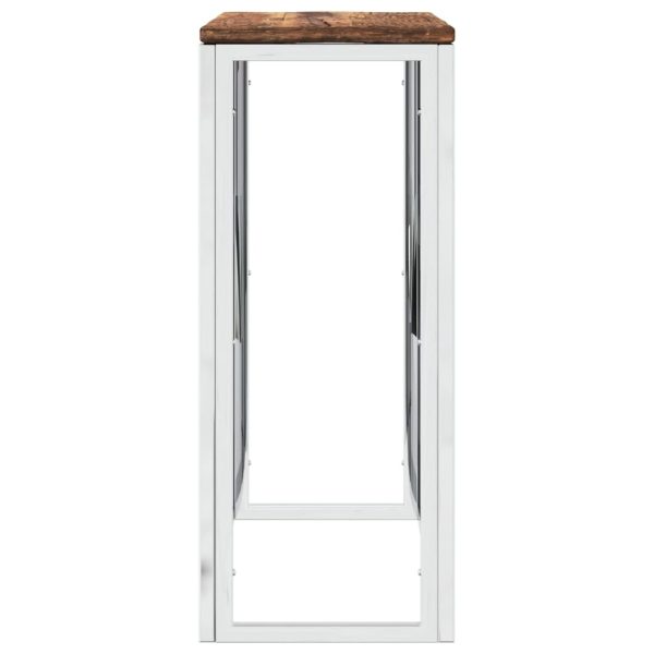 Tavolino Salotto Argento In Acciaio Inox E Legno Di Recupero - Image 4