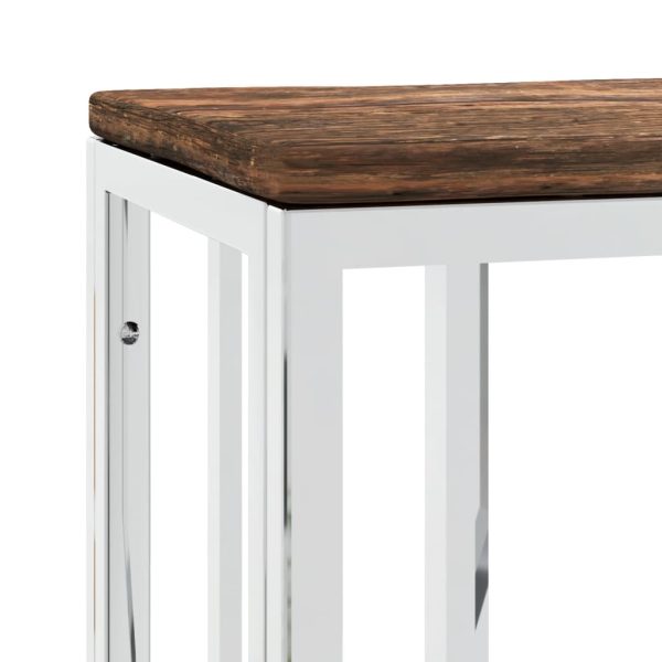 Tavolino Salotto Argento In Acciaio Inox E Legno Di Recupero - Image 5