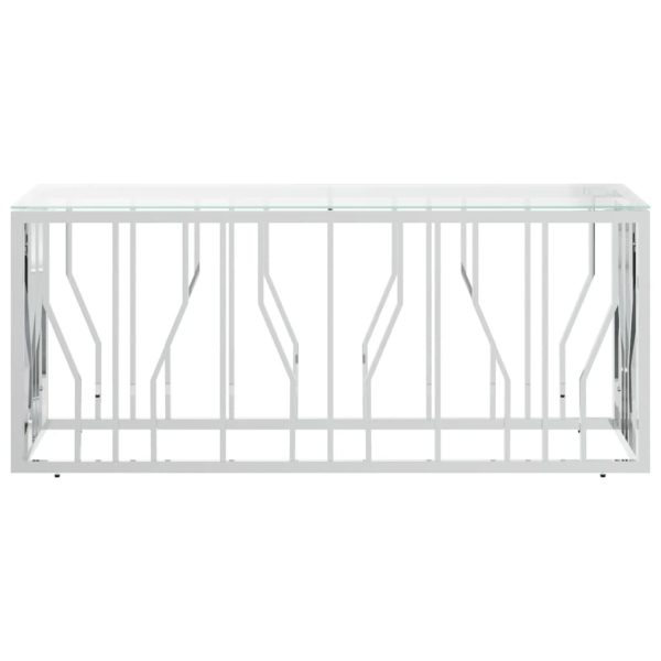 Tavolino Da Salotto 110x45x45 Cm In Acciaio Inox E Vetro - Image 3