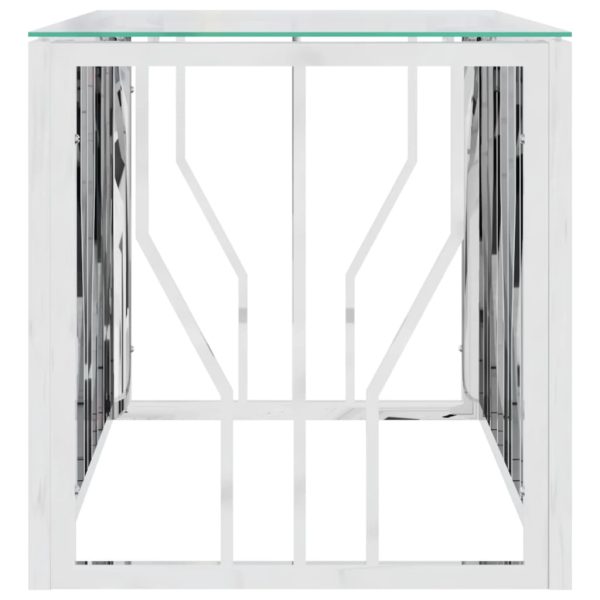 Tavolino Da Salotto 110x45x45 Cm In Acciaio Inox E Vetro - Image 4