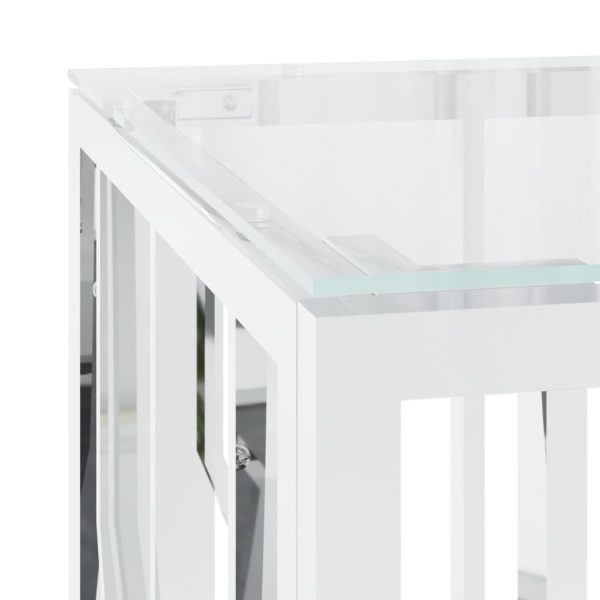 Tavolino Da Salotto 110x45x45 Cm In Acciaio Inox E Vetro - Image 5