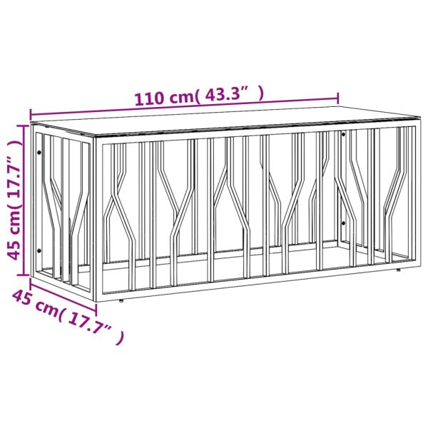Tavolino Da Salotto 110x45x45 Cm In Acciaio Inox E Vetro - Image 6