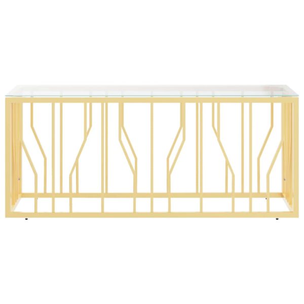 Tavolino Da Salotto 110x45x45 Cm In Acciaio Inox E Vetro - Image 3