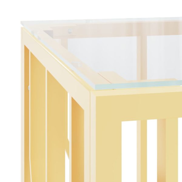 Tavolino Da Salotto 110x45x45 Cm In Acciaio Inox E Vetro - Image 5