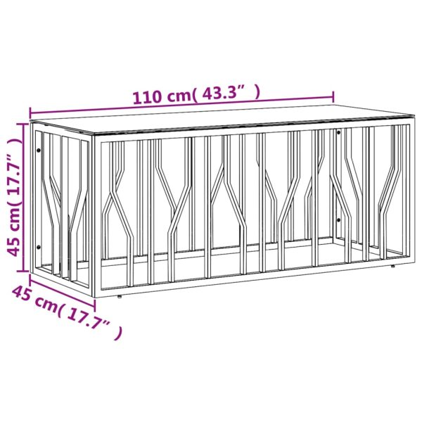 Tavolino Da Salotto 110x45x45 Cm In Acciaio Inox E Vetro - Image 6
