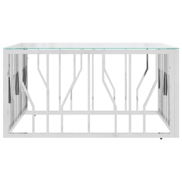 Tavolino Da Salotto 80x80x40 Cm In Acciaio Inox E Vetro - Image 3