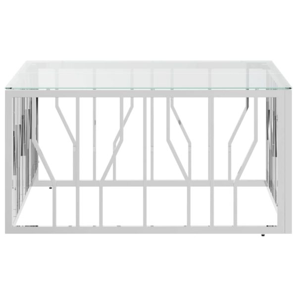 Tavolino Da Salotto 80x80x40 Cm In Acciaio Inox E Vetro - Image 4