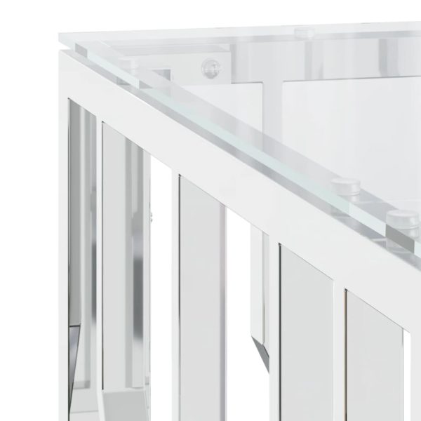 Tavolino Da Salotto 80x80x40 Cm In Acciaio Inox E Vetro - Image 5