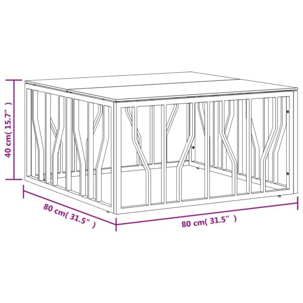 Tavolino Da Salotto 80x80x40 Cm In Acciaio Inox E Vetro - Image 6