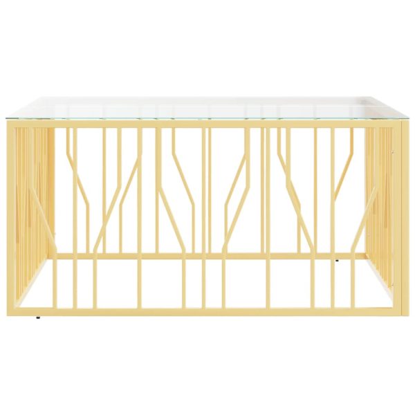 Tavolino Da Salotto 100x100x50 Cm In Acciaio Inox E Vetro - Image 3