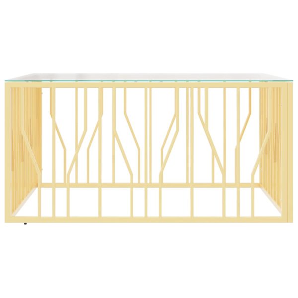 Tavolino Da Salotto 100x100x50 Cm In Acciaio Inox E Vetro - Image 4