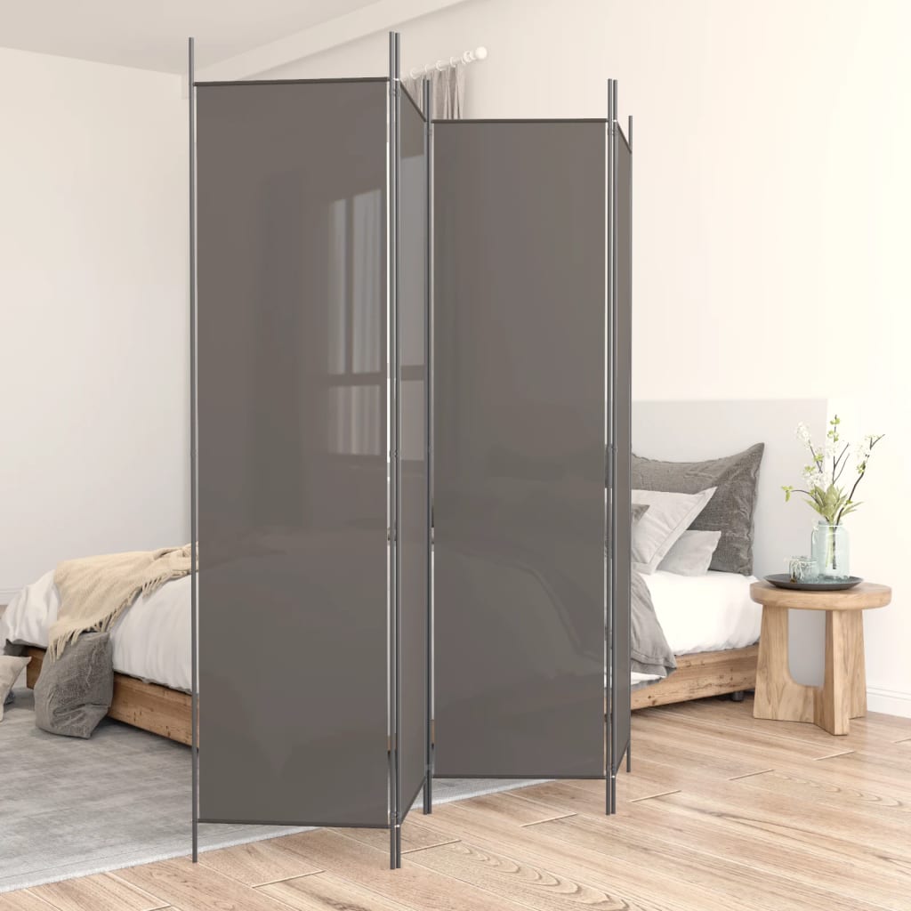 Divisorio A 4 Pannelli Antracite 200x220 Cm Tessuto