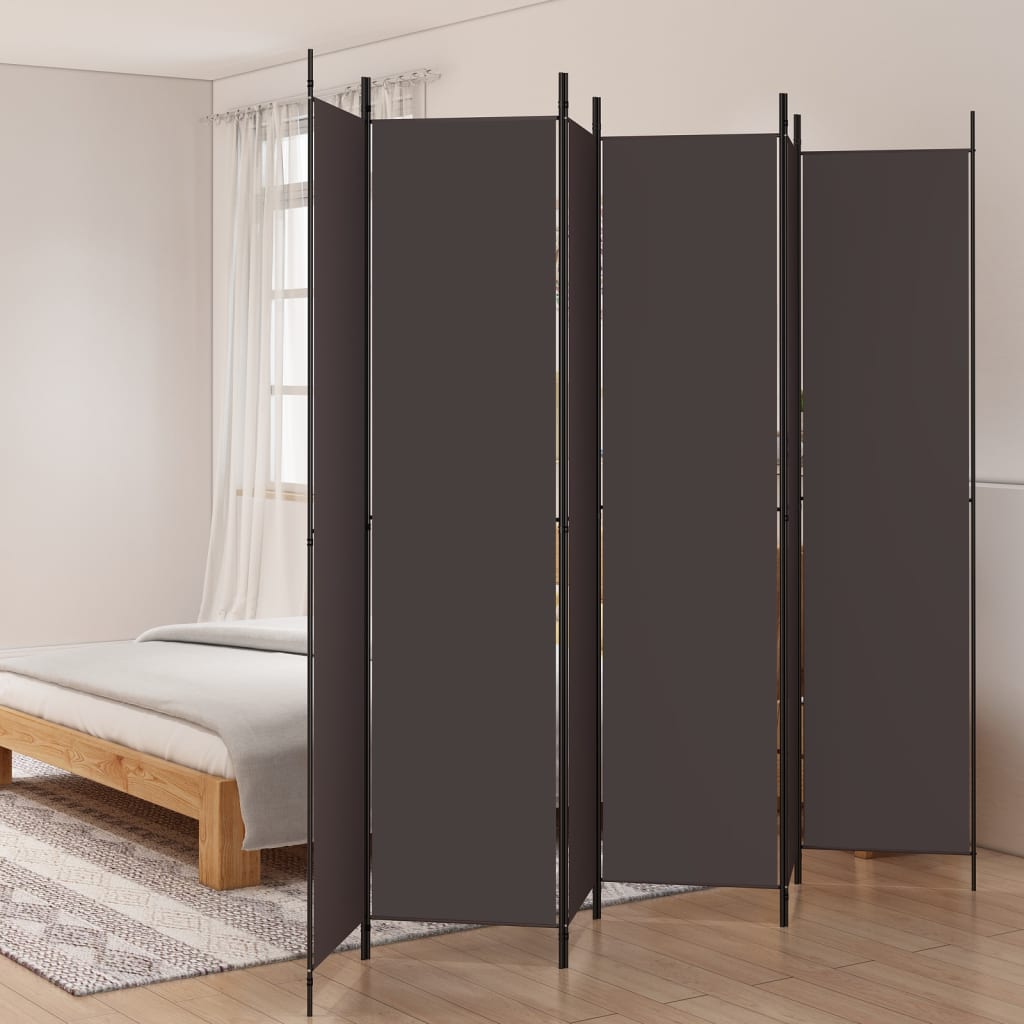 Divisorio A 6 Pannelli Marrone 300x220 Cm In Tessuto