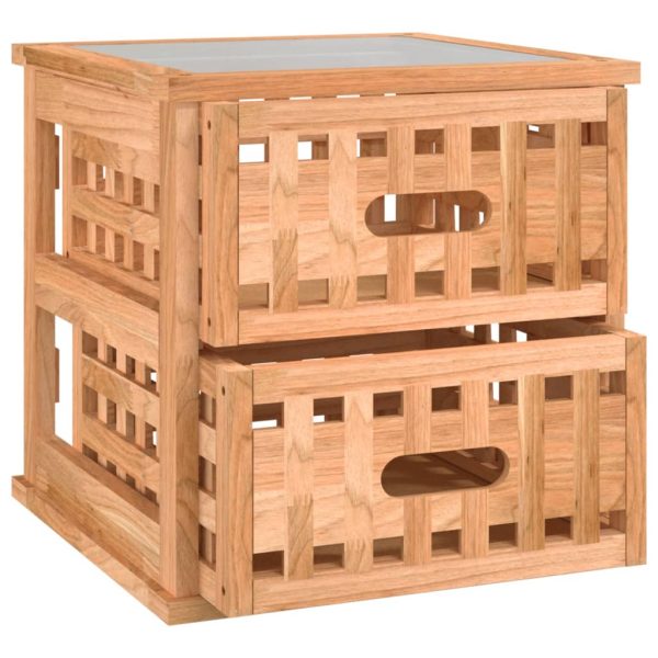 Comodini 2 Pz 34x34x34 Cm In Legno Massello Di Noce - Image 5