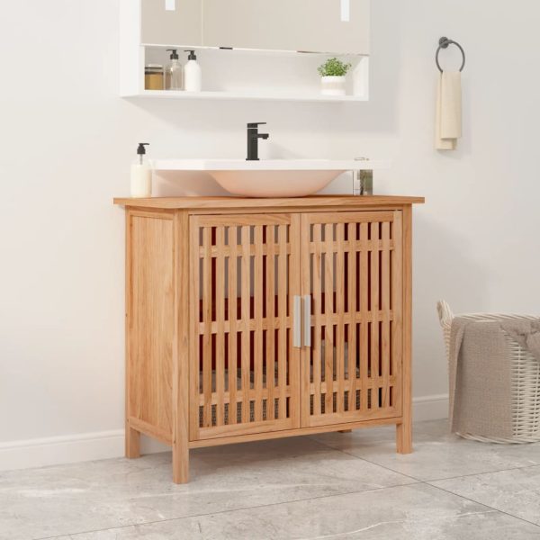 Mobile Lavabo Da Bagno 66x29x61,5cm Legno Massello Di Noce
