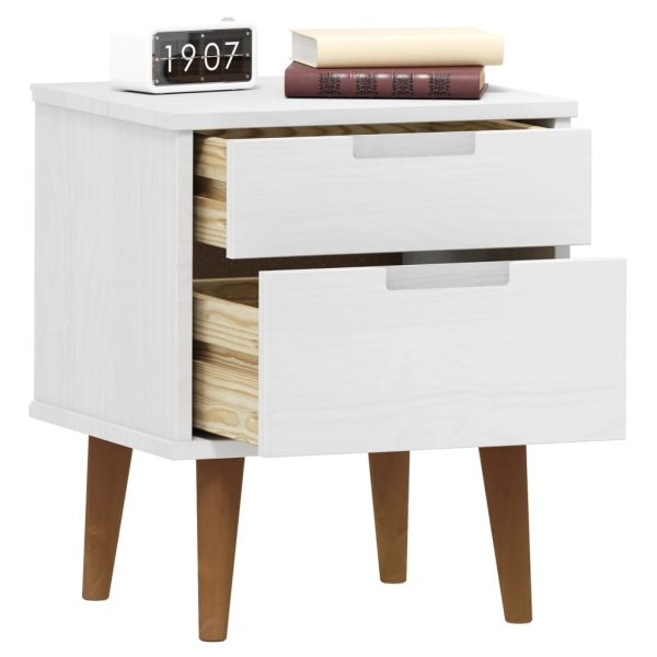 Comodino Molde Bianco 40x35x48 Cm In Legno Massello Di Pino - Image 3