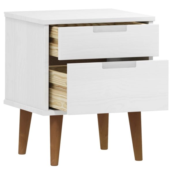 Comodino Molde Bianco 40x35x48 Cm In Legno Massello Di Pino - Image 5
