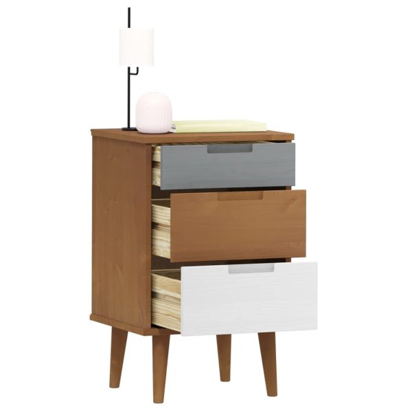 Comodino Marrone Molde 40x35x65 Cm In Legno Massello Di Pino - Image 3