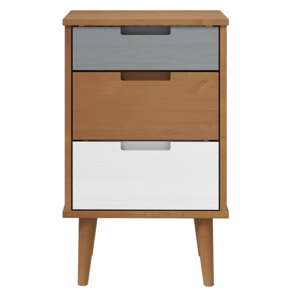 Comodino Marrone Molde 40x35x65 Cm In Legno Massello Di Pino - Image 4