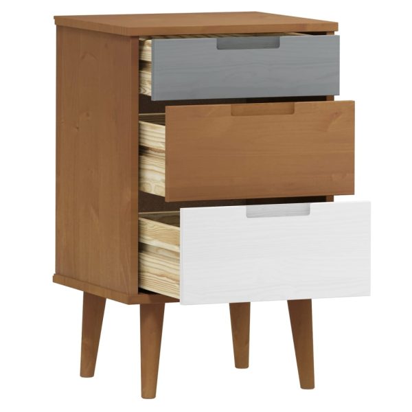 Comodino Marrone Molde 40x35x65 Cm In Legno Massello Di Pino - Image 5