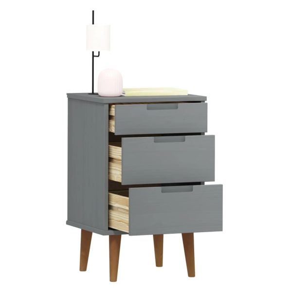 Comodino Molde Grigio 40x35x65 Cm In Legno Massello Di Pino - Image 3