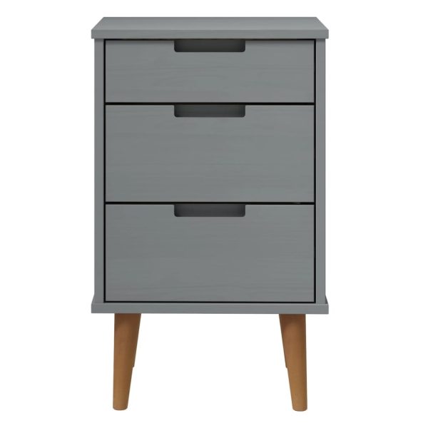 Comodino Molde Grigio 40x35x65 Cm In Legno Massello Di Pino - Image 4