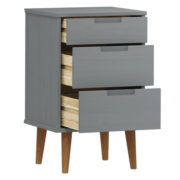 Comodino Molde Grigio 40x35x65 Cm In Legno Massello Di Pino - Image 5