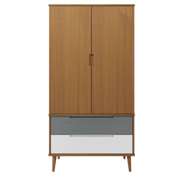 Armadio Molde Marrone 90x55x175 Cm In Legno Massello Di Pino - Image 4