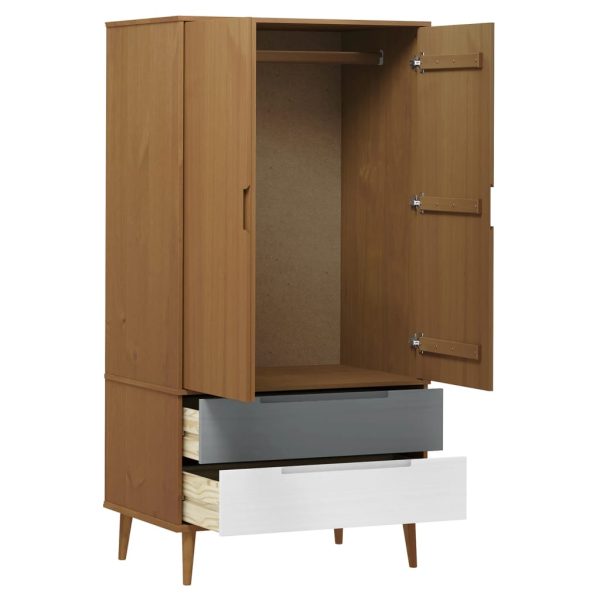 Armadio Molde Marrone 90x55x175 Cm In Legno Massello Di Pino - Image 5