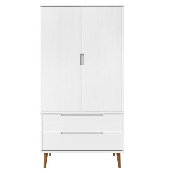 Armadio Molde Bianco 90x55x175 Cm In Legno Massello Di Pino - Image 4