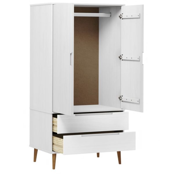 Armadio Molde Bianco 90x55x175 Cm In Legno Massello Di Pino - Image 5