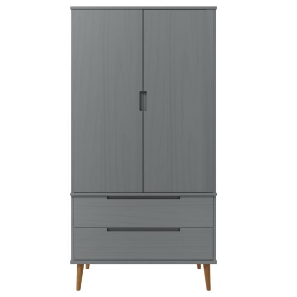Armadio Molde Grigio 90x55x175 Cm In Legno Massello Di Pino - Image 4