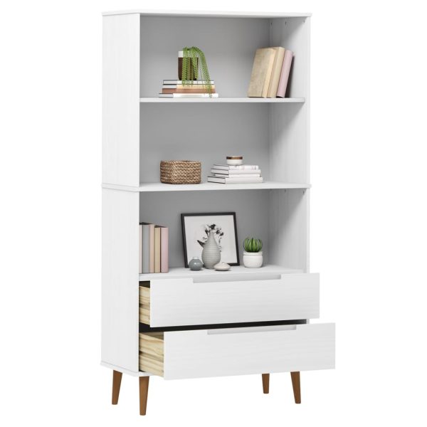 Libreria Molde Bianca 85x35x170,5 Cm In Legno Massello Di Pino - Image 3