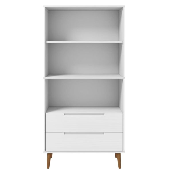Libreria Molde Bianca 85x35x170,5 Cm In Legno Massello Di Pino - Image 4