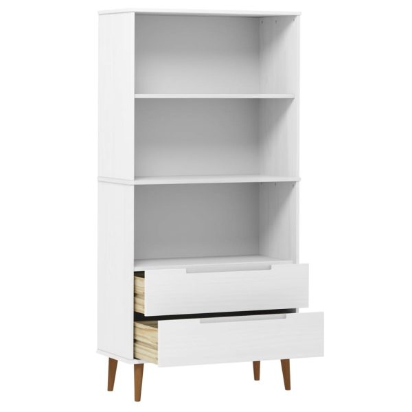 Libreria Molde Bianca 85x35x170,5 Cm In Legno Massello Di Pino - Image 5